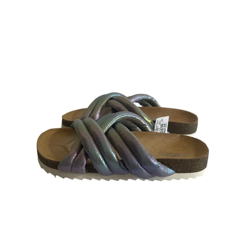 Old Navy Metallic Slide Sandals Girls 12